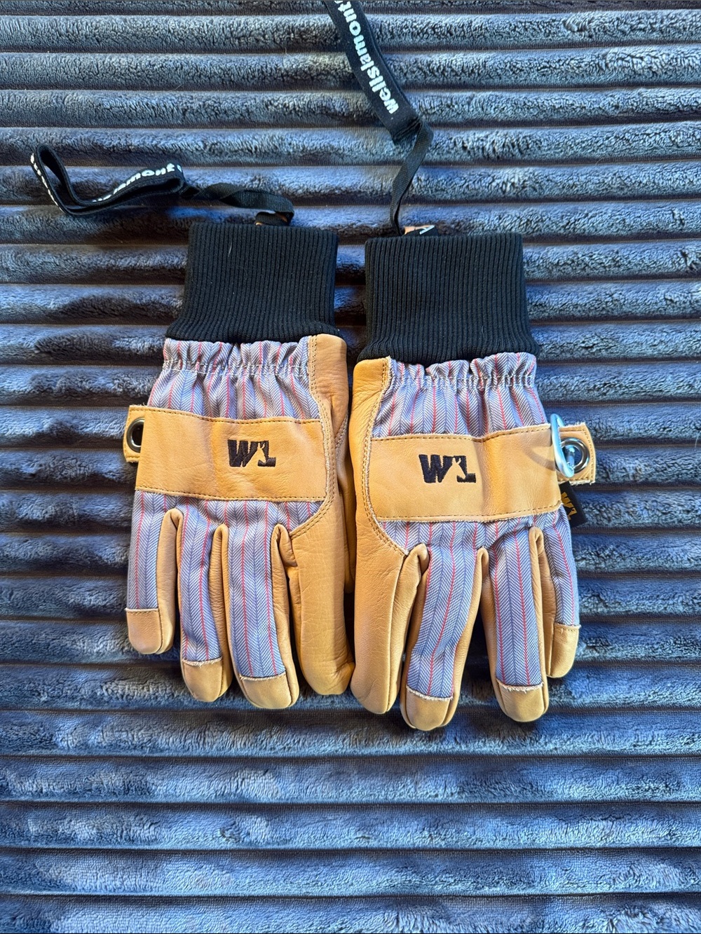 Work Gloves with TM Logo in Tan and Gray-Blue
